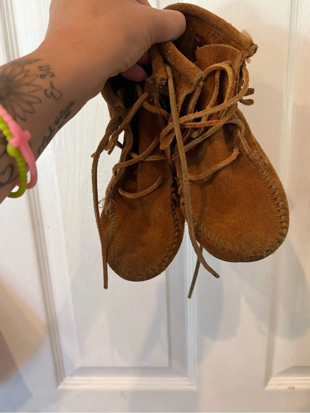Minnetonka Kids Brown Suede Fringe Moccasins